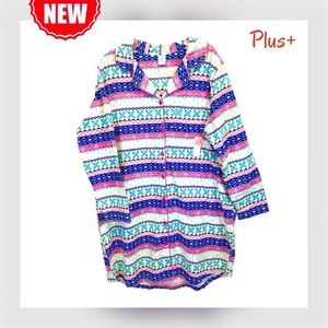 🌸🆕 PINK K || Plus-Size Button-Up Sleep Shirt-